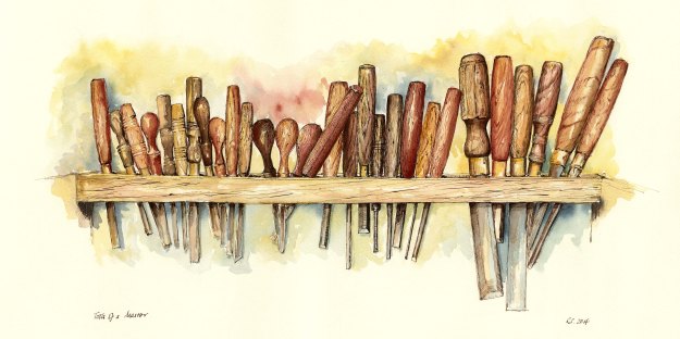 Chisels of an icon board maker