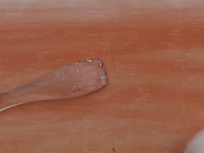 red ochre pigment on gesso 