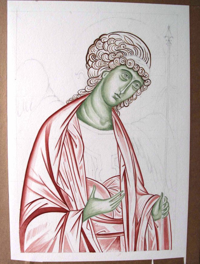 Underpainting garments, hair and face