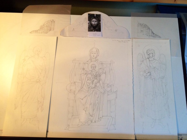 sketch drawings for triptych