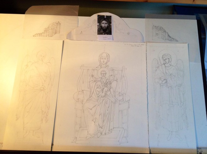 sketch drawings for triptych