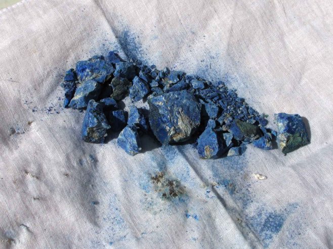 Breaking up azurite 