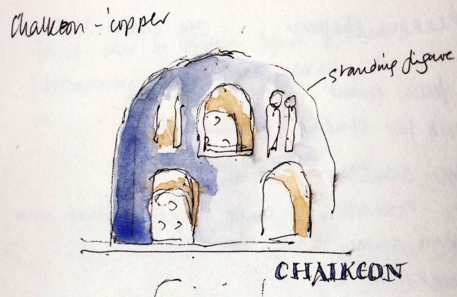 sketch of the interioir of Panagia Chalkeon