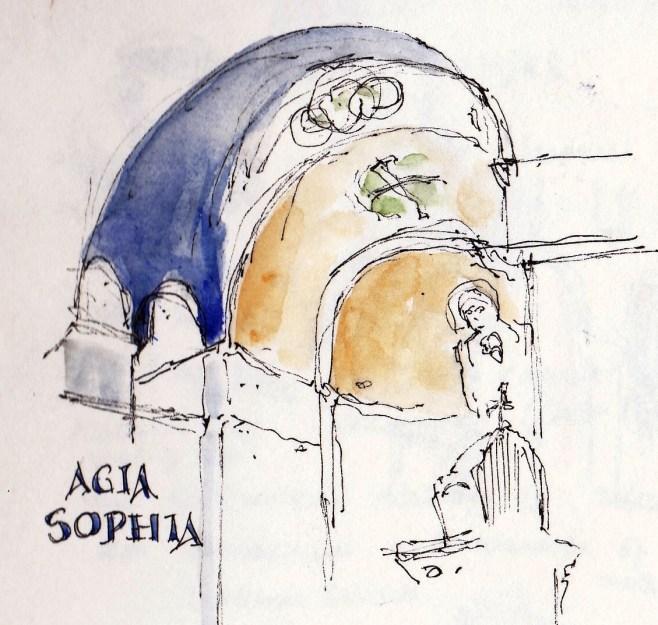 agia Sophia pen and ink sketch