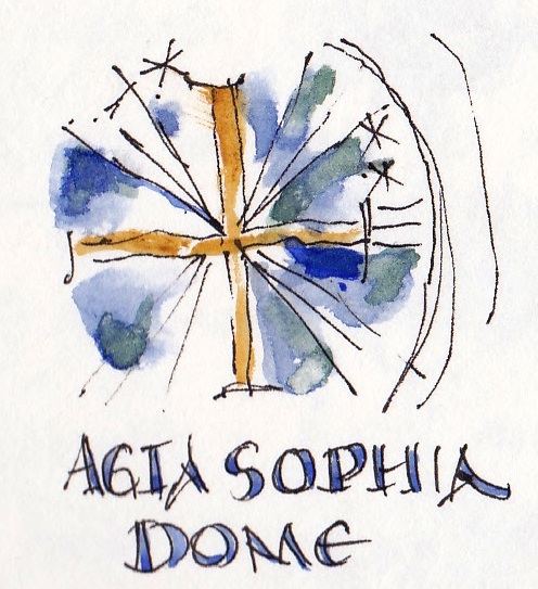 pen and ink sketch of Agia Sophia