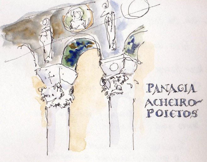 pen and ink sketch of 5th Century mosaics