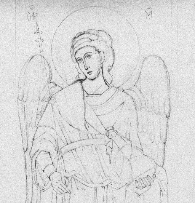 pencil drawing of angel of Chora