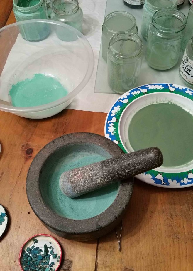 4 Chrysocolla colour variants