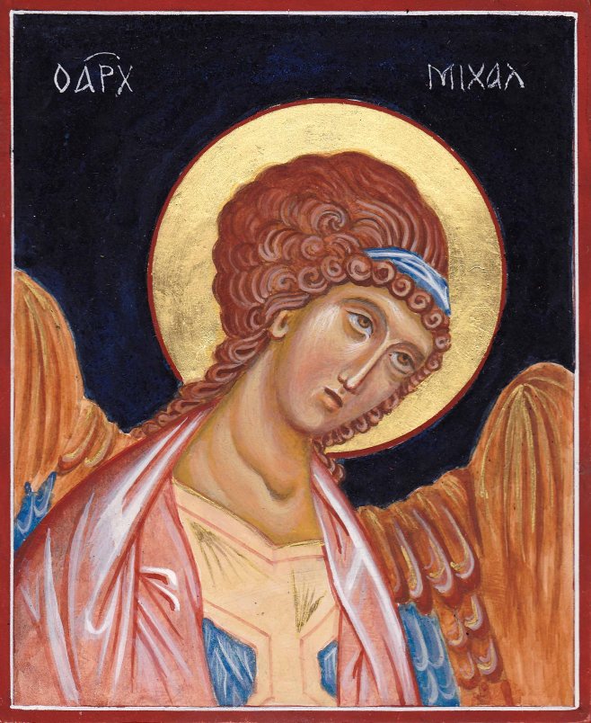 egg tempera icon of archangel Michael