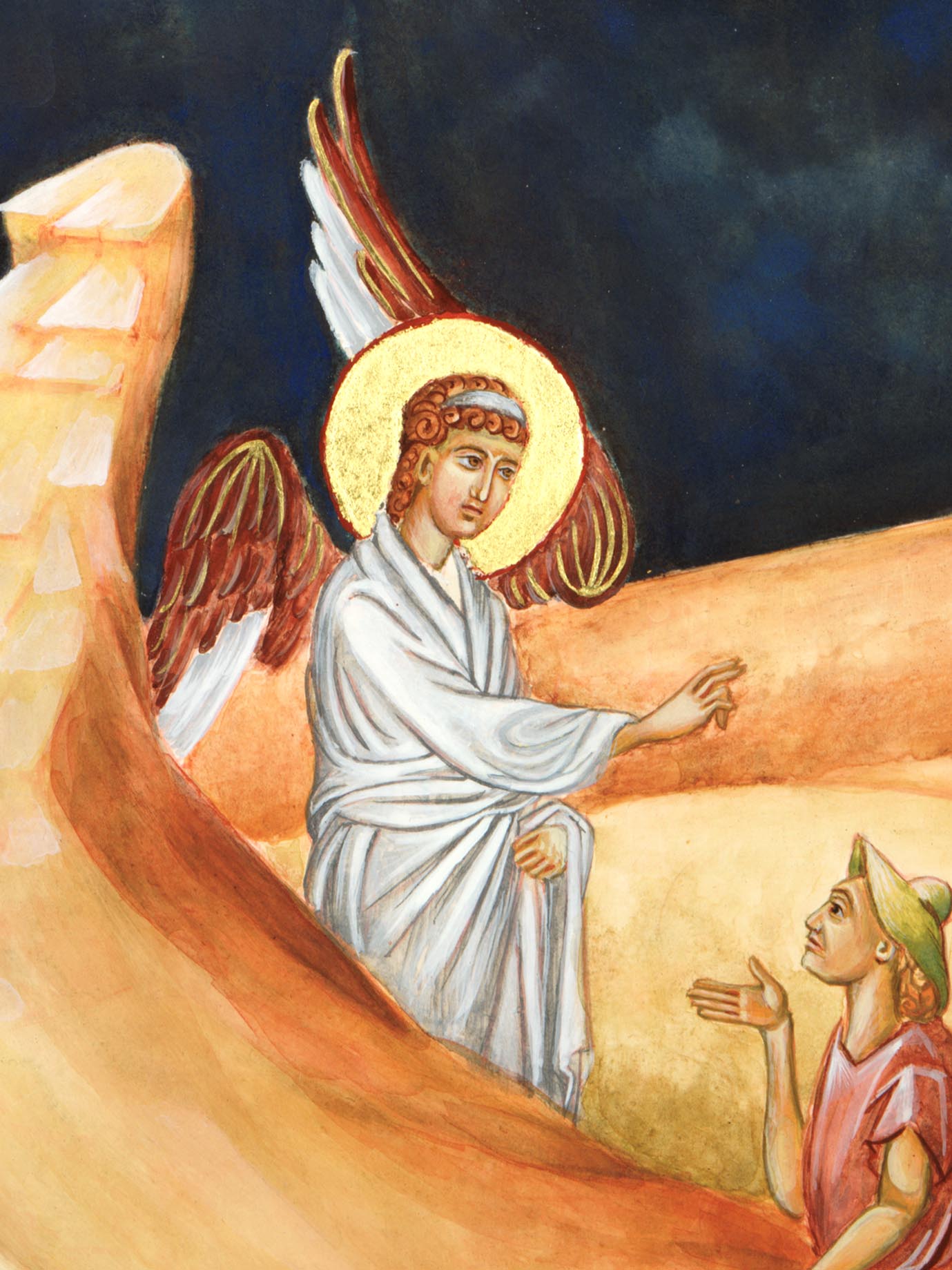 Angel painted in egg tempera on icon board