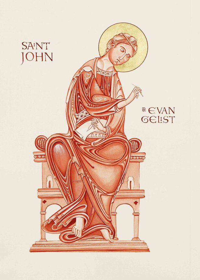 Monochrome of St john the evangelist on Fabriano artistico paper