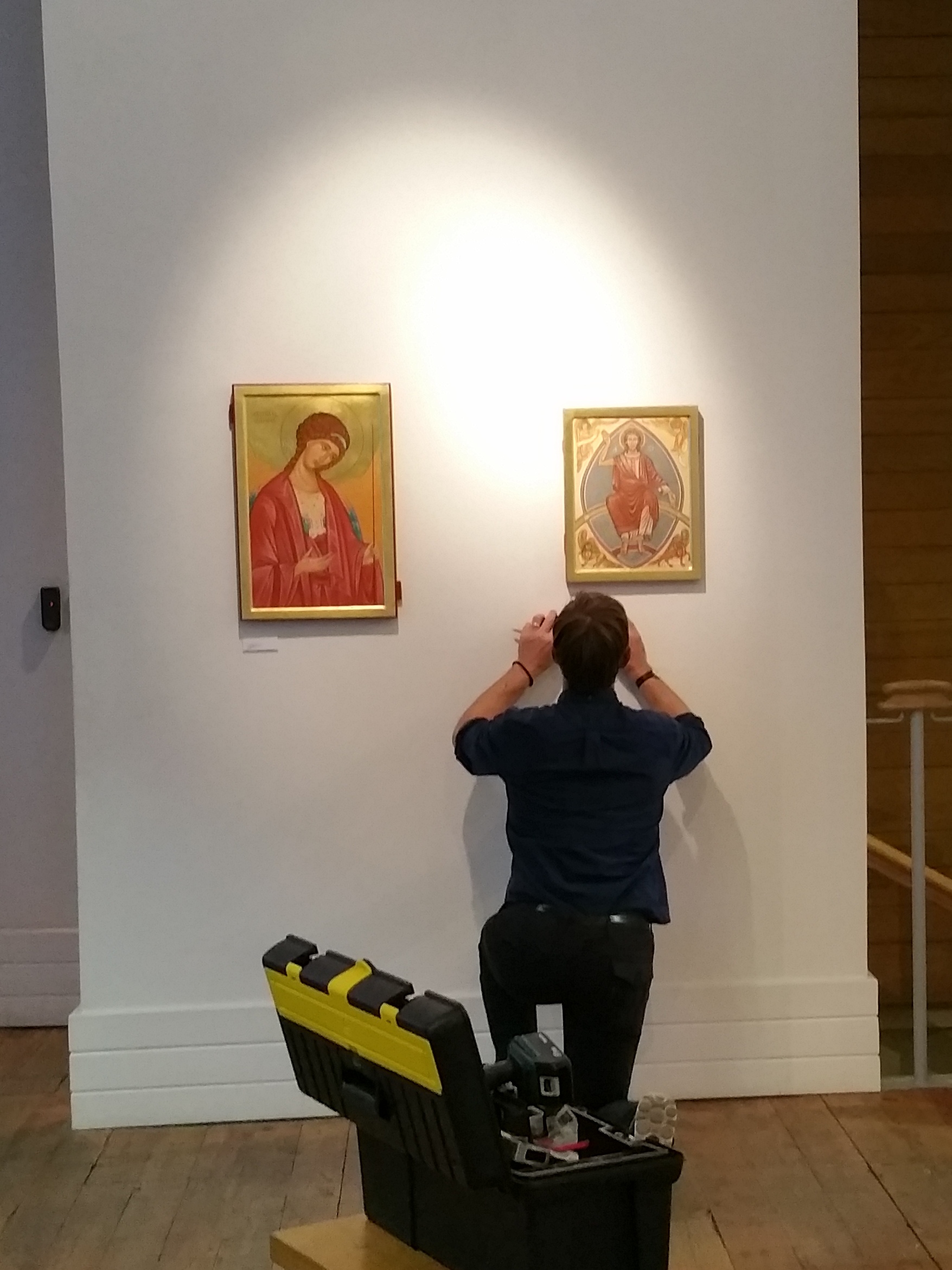 Aidan putting icons up at PSTA Shoreditch