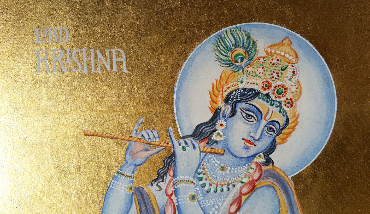 paionting of lord krishna on watercolour paper