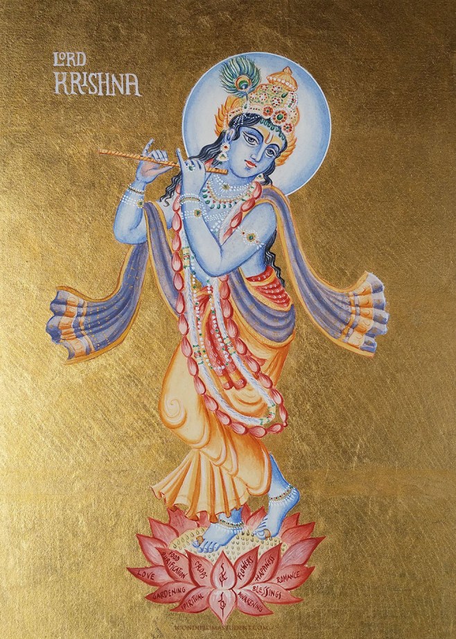 Lord Krishna painted using the icon method