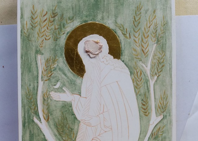 terre verte pigment on icon