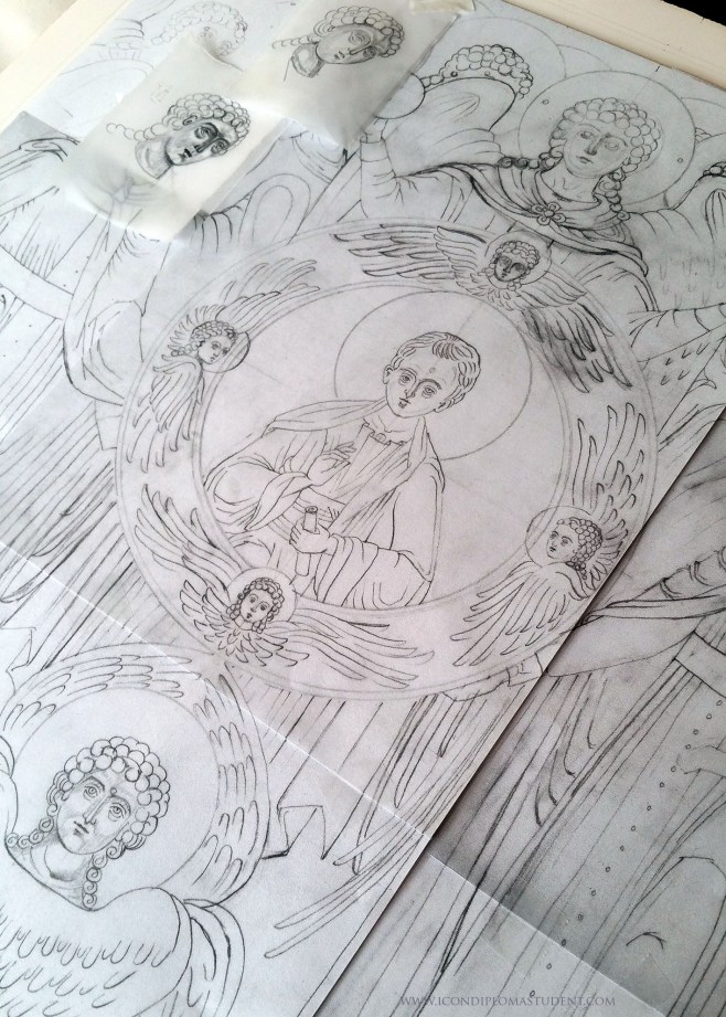 pencil drawing of Council of Angels