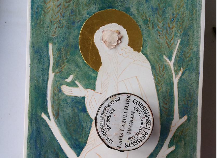 adding a wash of lapis lazuli over the terre verte