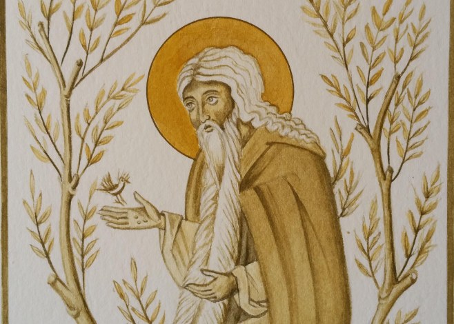 study on watercolour paper of st david of thessaloniki